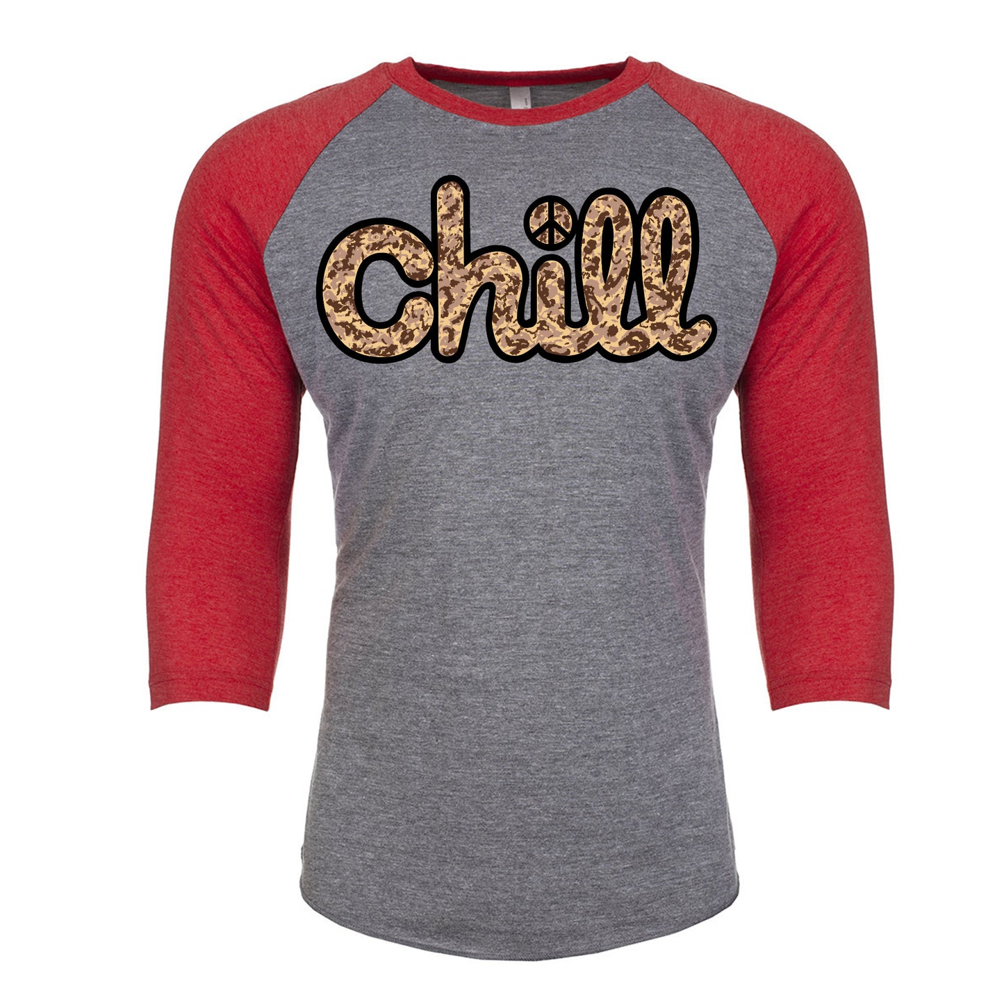 Chill Peace Sand Camo Baseball 3/4 Sleeve T