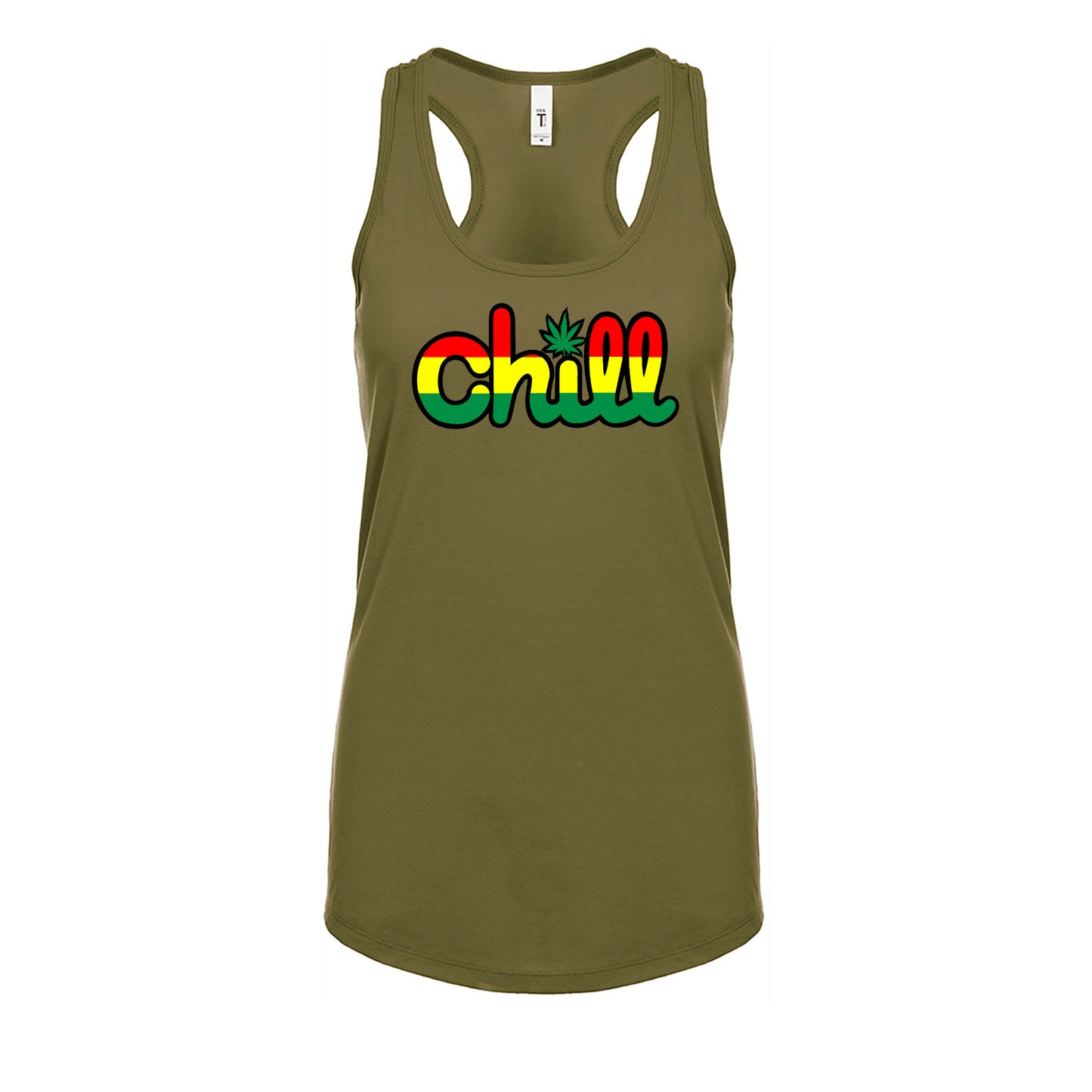 Womens Chill Leaf Rasta Racerback Tank