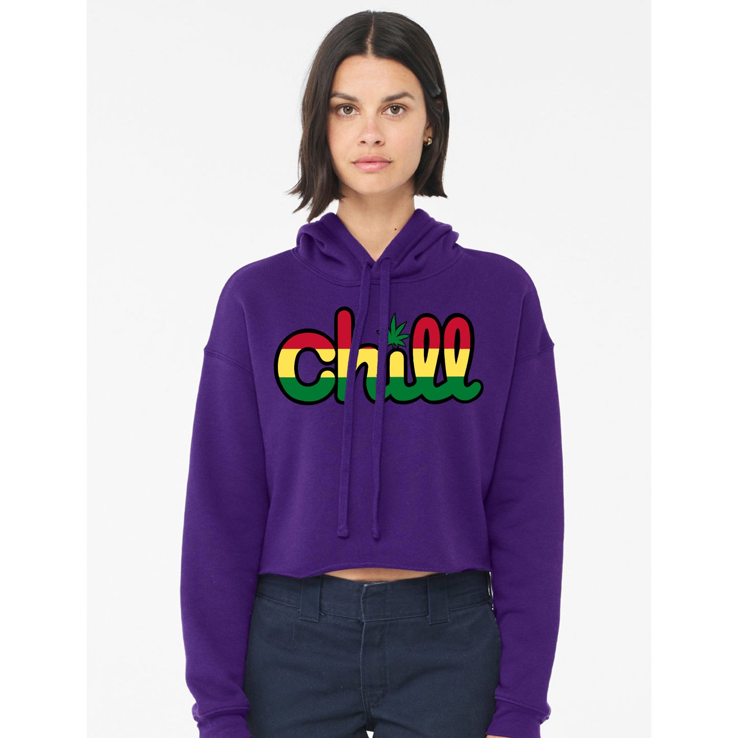 Womens Chill Leaf Rasta Crop Hood