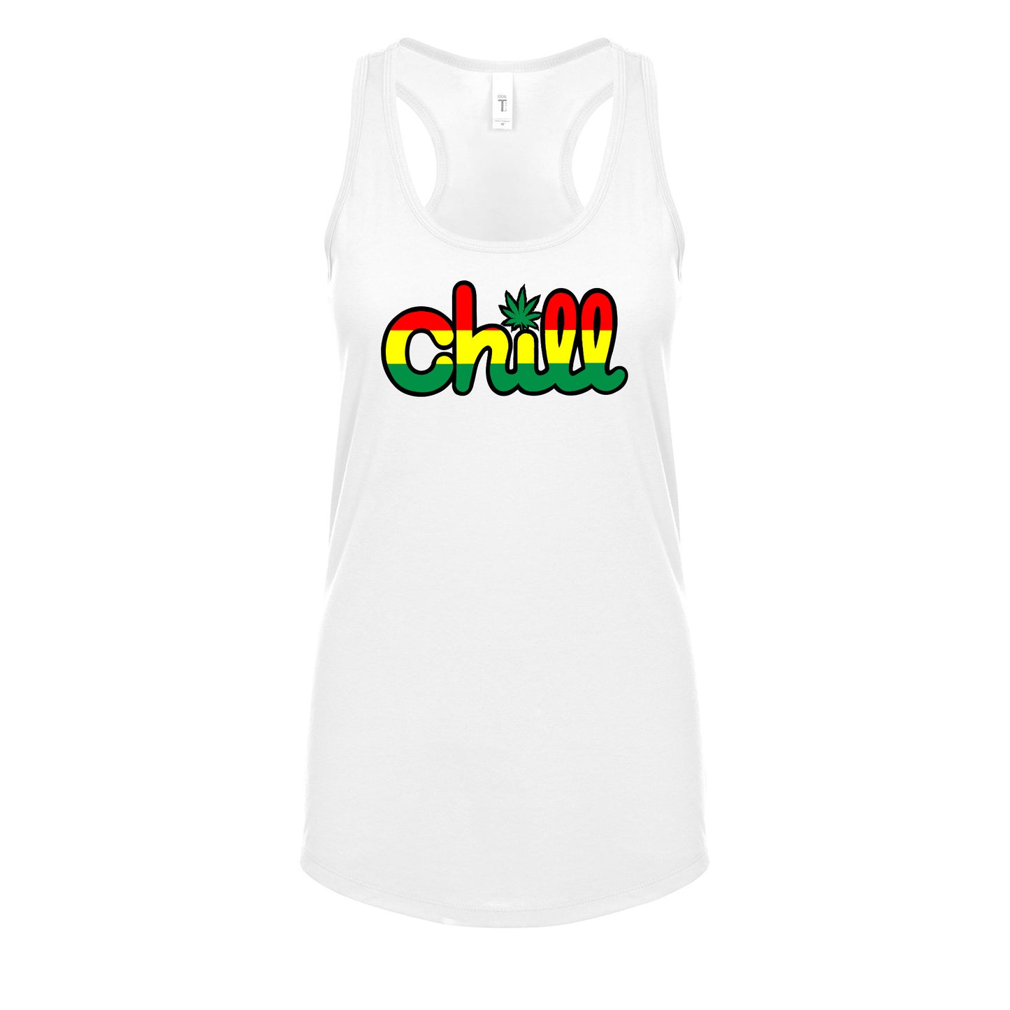 Womens Chill Leaf Rasta Racerback Tank
