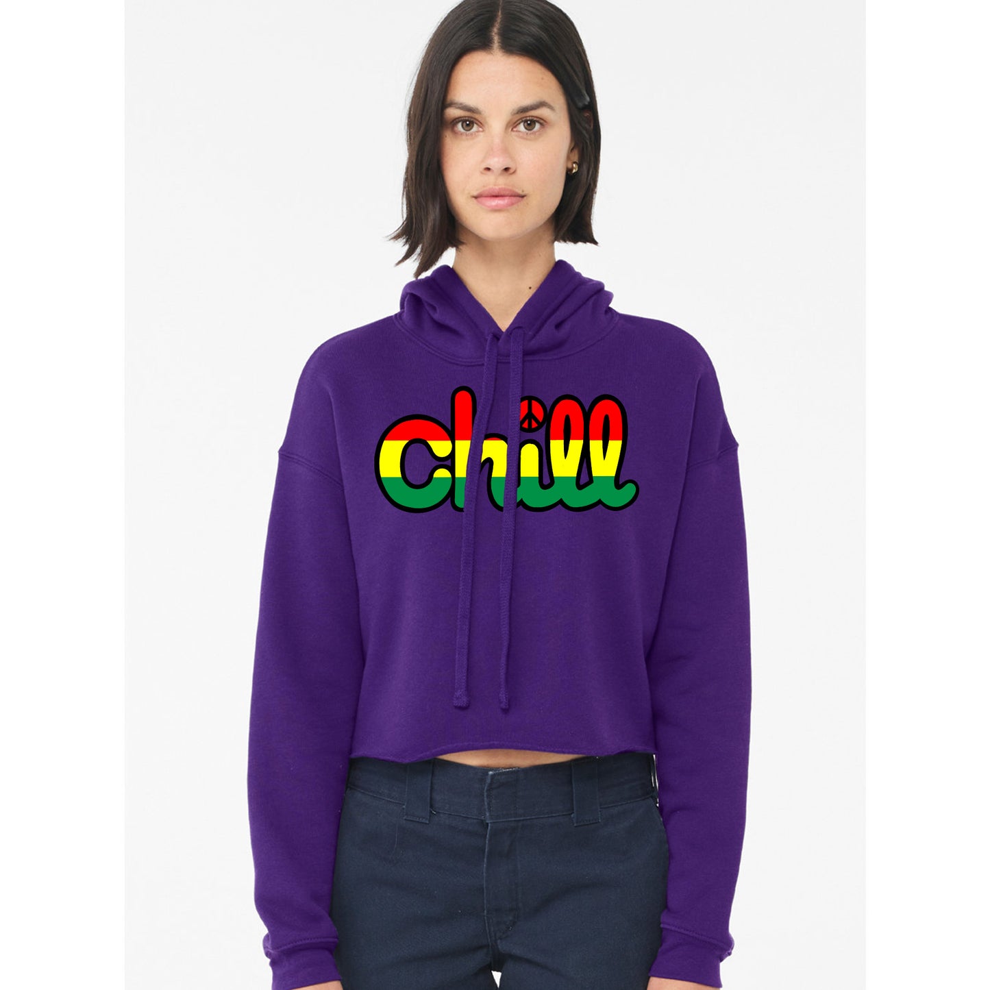 Womens Chill Peace Rasta Crop Hood