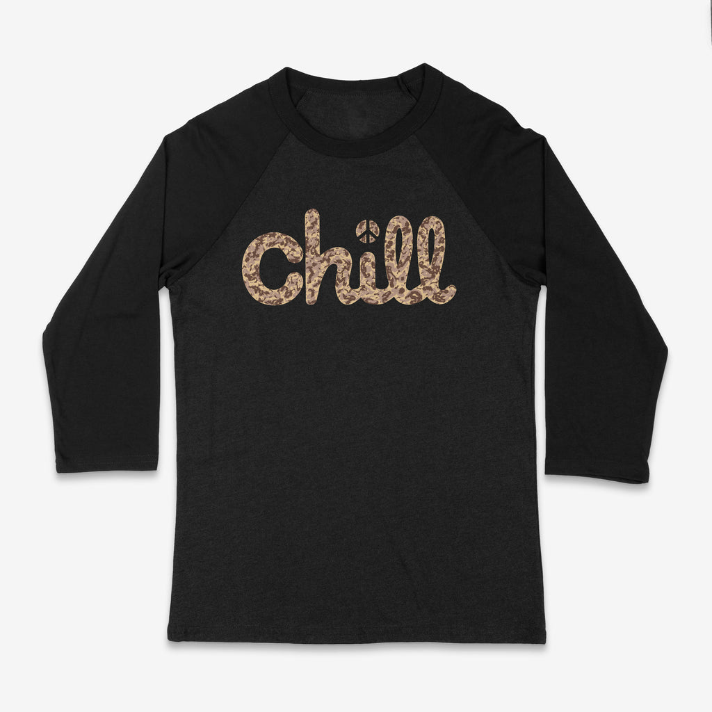 Chill Peace Sand Camo Baseball 3/4 Sleeve T