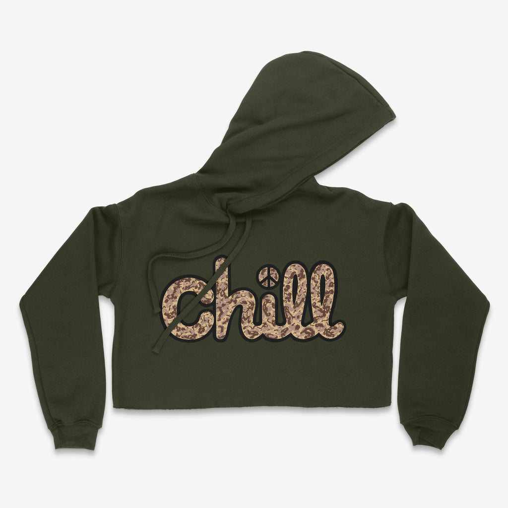 Womens Chill Peace Sand Camo Crop Hood